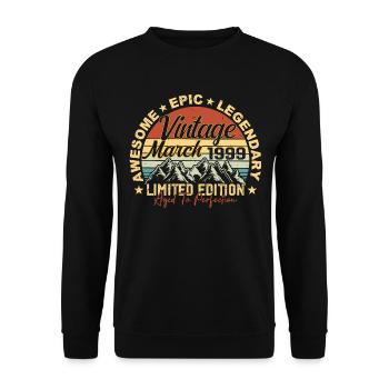 Mars 1999 Anniversaire, Cadeau d’anniversaire Mars 1999 - Sweat-shirt Unisexe - noir - Devant - Alina (178cm) & Michal (187cm)