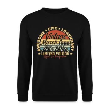 Mars 1982 Anniversaire, Cadeau d’anniversaire Mars 1982 - Sweat-shirt Unisexe - noir - Devant - Alina (178cm) & Michal (187cm)