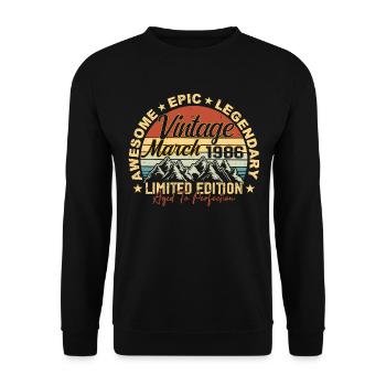 Mars 1986 Anniversaire, Cadeau d’anniversaire Mars 1986 - Sweat-shirt Unisexe - noir - Devant - Alina (178cm) & Michal (187cm)