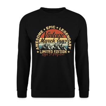 March 1987 Anniversary, Birthday Gift March 1987 - Unisex Sweatshirt - black - Front - Alina (178cm) & Michal (187cm)
