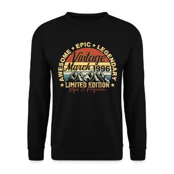 Mars 1996 Anniversaire, Cadeau d’anniversaire Mars 1996 - Sweat-shirt Unisexe - noir - Devant - Alina (178cm) & Michal (187cm)