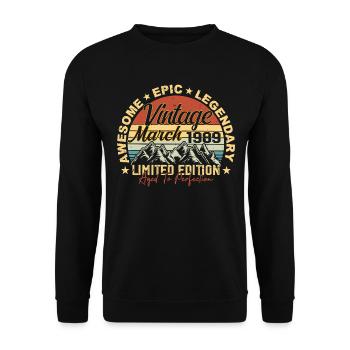 Mars 1989 Anniversaire, Cadeau d’anniversaire Mars 1989 - Sweat-shirt Unisexe - noir - Devant - Alina (178cm) & Michal (187cm)