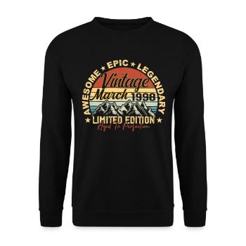 Mars 1998 Anniversaire, Cadeau d’anniversaire Mars 1998 - Sweat-shirt Unisexe - noir - Devant - Alina (178cm) & Michal (187cm)