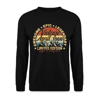 57th Birthday Gift Vintage April 1968 - Unisex Sweatshirt - black - Front - Alina (178cm) & Michal (187cm)