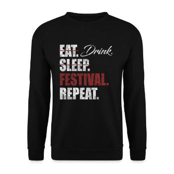 Drink - Festival - Repeat - Party - Unisex Sweatshirt - black - Front - Alina (178cm) & Michal (187cm)