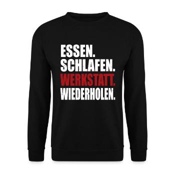 Werkstatt Mann - Unisex Pullover - Schwarz - Vorne - Alina (178cm) & Michal (187cm)