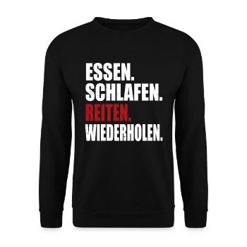 Reiten - Pferd - Unisex Pullover - Schwarz - Vorne - Alina (178cm) & Michal (187cm)
