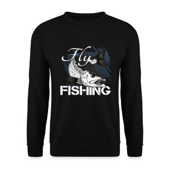 Fly fishing - trout fishing - Unisex Sweatshirt - black - Front - Alina (178cm) & Michal (187cm)