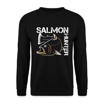 Lachs Angler - Unisex Pullover - Schwarz - Vorne - Alina (178cm) & Michal (187cm)