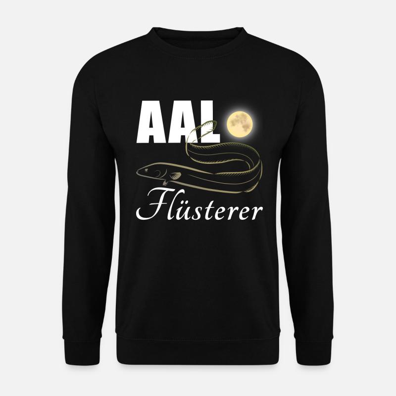 Aal Flüsterer Vollmond - Angeln - Unisex Pullover - Schwarz