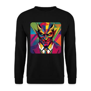 Diable avec costume et cravate dans un style rétro coloré - Sweat-shirt Unisexe - noir - Devant - Alina (178cm) & Michal (187cm)