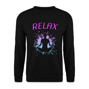 Yoga Yogi Relax Namaste - Unisex Pullover - Schwarz - Vorne - Alina (178cm) & Michal (187cm)