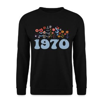 1970 Floral Pattern 1970 Floral Theme Flowers 1970 - Unisex Sweatshirt - black - Front - Alina (178cm) & Michal (187cm)