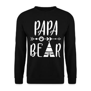 Papa Bear - Unisex Pullover - Schwarz - Vorne - Alina (178cm) & Michal (187cm)