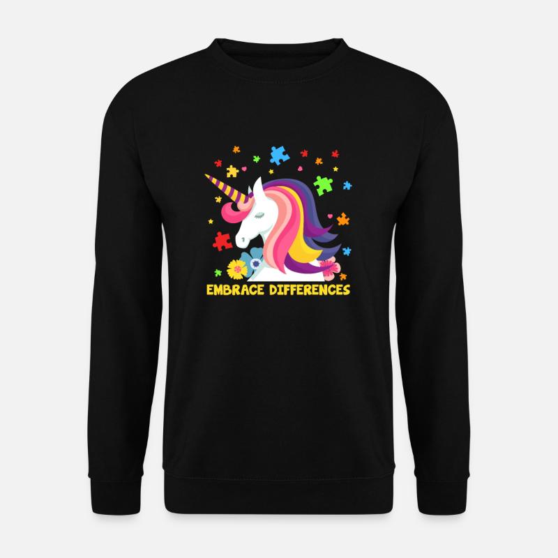 Autismus Einhorn Autist Asperger Autism Geschenk - Unisex Pullover - Schwarz