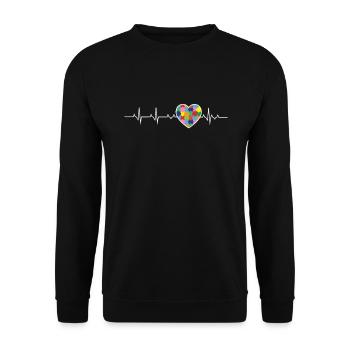 Autism Heartbeat - Unisex Sweatshirt - black - Front - Alina (178cm) & Michal (187cm)