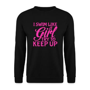 swimmer - Unisex Sweatshirt - black - Front - Alina (178cm) & Michal (187cm)