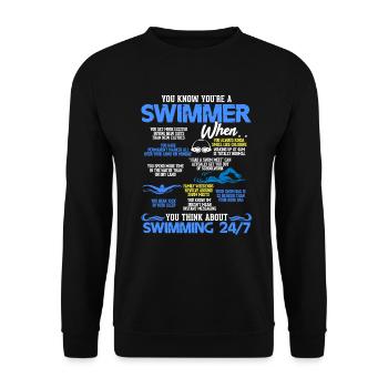 Schwimmen - Unisex Pullover - Schwarz - Vorne - Alina (178cm) & Michal (187cm)