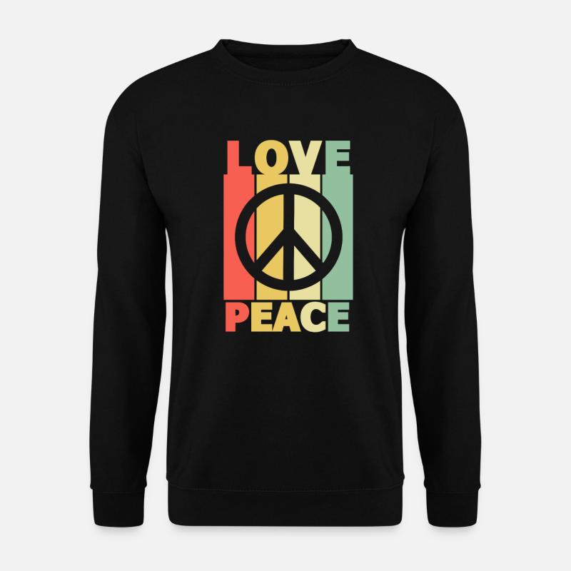 70er Love Peace - Unisex Pullover - Schwarz