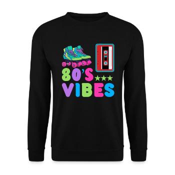 80er Jahre 80s Mottoparty 1980 Disco Geschenk - Unisex Pullover - Schwarz - Vorne - Alina (178cm) & Michal (187cm)