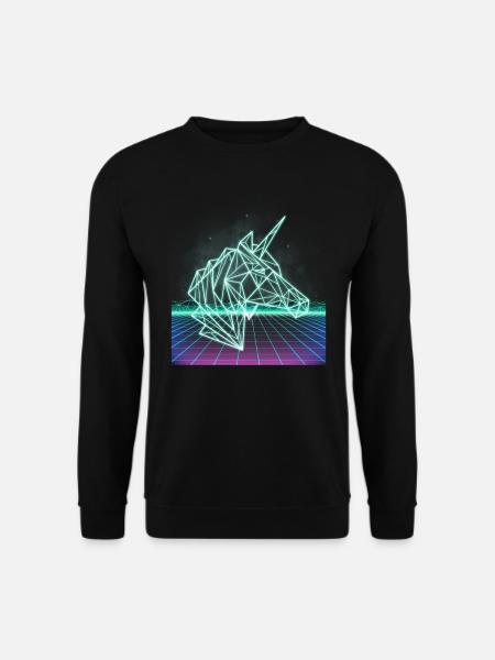 Einhorn 80er Jahre 80s 1980 Retro Disco Geschenk - Unisex Pullover - Schwarz