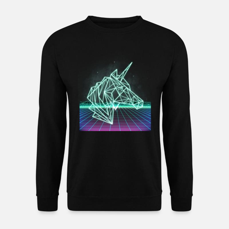Einhorn 80er Jahre 80s 1980 Retro Disco Geschenk - Unisex Pullover - Schwarz
