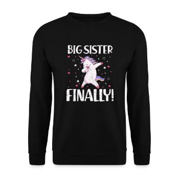 Grosse Schwester - Unisex Pullover - Schwarz - Vorne - Alina (178cm) & Michal (187cm)