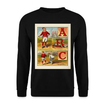 Baseball ABC 1885 - Vintage Buch-Illustration Nr.4 - Unisex Pullover - Schwarz - Vorne - Alina (178cm) & Michal (187cm)