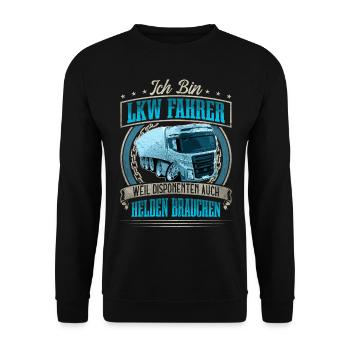 LKW Fahrer - Unisex Pullover - Schwarz - Vorne - Alina (178cm) & Michal (187cm)