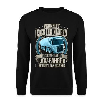 LKW Fahrer - Unisex Pullover - Schwarz - Vorne - Alina (178cm) & Michal (187cm)