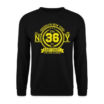 Brooklyn New York College League Vintage Denim - Unisex Sweatshirt - black - Front - Alina (178cm) & Michal (187cm)
