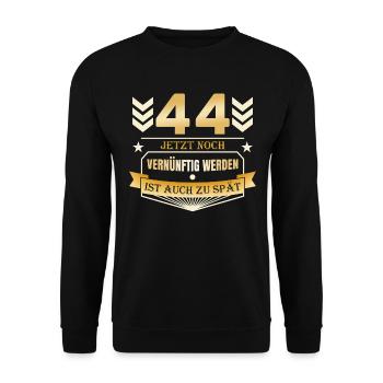 44. Geburtstag - Unisex Pullover - Schwarz - Vorne - Alina (178cm) & Michal (187cm)