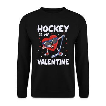Le hockey est mon cœur de dabbing de la Saint-Valentin La Saint-Valentin - Sweat-shirt Unisexe - noir - Devant - Alina (178cm) & Michal (187cm)