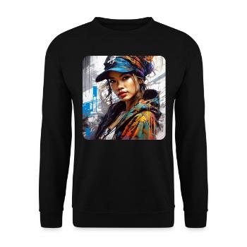 Cute Streetwear Hip Hop Rap Girl - Unisex Sweatshirt - black - Front - Alina (178cm) & Michal (187cm)
