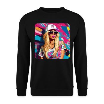 Blondes sexy Girl mit Sonnenbrille - Unisex Pullover - Schwarz - Vorne - Alina (178cm) & Michal (187cm)