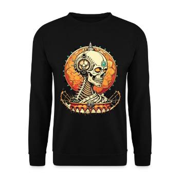 Krishna Skull // Buddha Totenkopf / Indien FS0013 - Unisex Pullover - Schwarz - Vorne - Alina (178cm) & Michal (187cm)