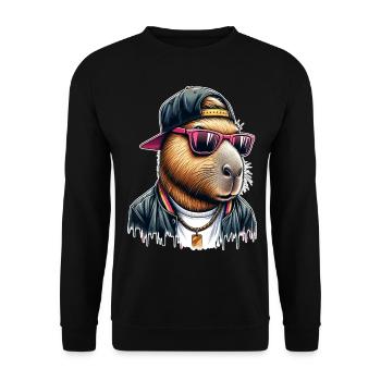 Capybara Cap Sonnebrille Cool - Unisex Pullover - Schwarz - Vorne - Alina (178cm) & Michal (187cm)