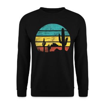 Retro Desert Graphic Nature Cactus - Unisex Sweatshirt - black - Front - Alina (178cm) & Michal (187cm)