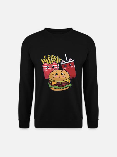 Katzen als Fastfood - Unisex Pullover - Schwarz