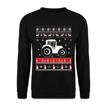 Chemise de Noël - tracteur et Noël - Sweat-shirt Unisexe - noir - Devant - Alina (178cm) & Michal (187cm)