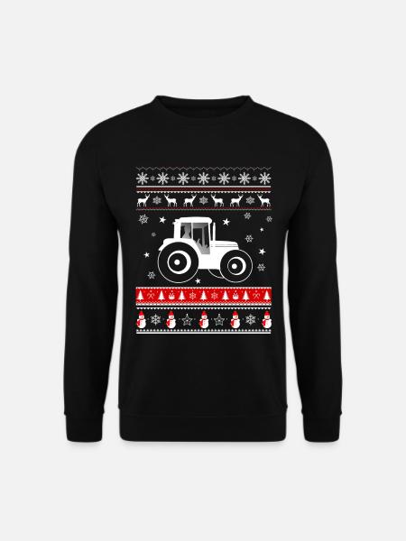 Christmas shirt - tractor and Christmas - Unisex Sweatshirt - black