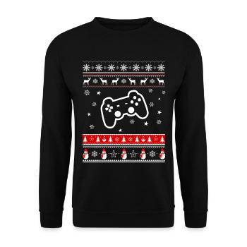 Gamer und Zocken T-Shirt - Gaming und Weihnachten - Unisex Pullover - Schwarz - Vorne - Alina (178cm) & Michal (187cm)
