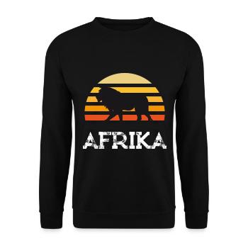 Afrika Löwe Geschenk für Afrikafan - Unisex Pullover - Schwarz - Vorne - Alina (178cm) & Michal (187cm)