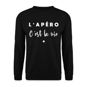 L apéro c est la vie - Sweat-shirt Unisexe - noir - Devant - Alina (178cm) & Michal (187cm)