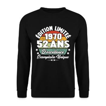 Cadeau 52 ans d'excellence / Édition limitée 1970 - Sweat-shirt Unisexe - noir - Devant - Alina (178cm) & Michal (187cm)