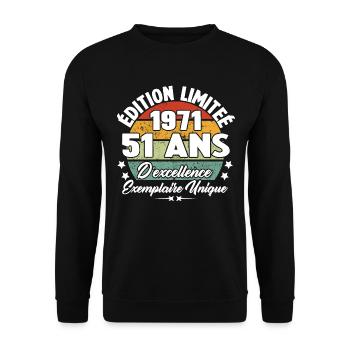Cadeau 51 ans d'excellence / Édition limitée 1971 - Sweat-shirt Unisexe - noir - Devant - Alina (178cm) & Michal (187cm)