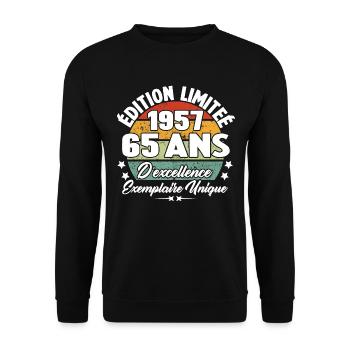 Cadeau 65 ans d'excellence / Édition limitée 1957 - Sweat-shirt Unisexe - noir - Devant - Alina (178cm) & Michal (187cm)