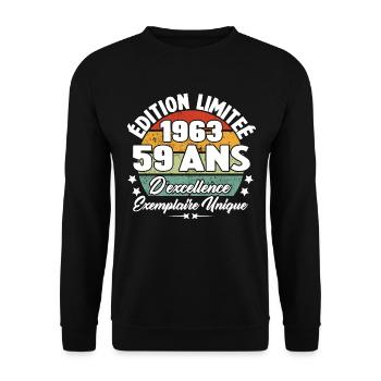 Cadeau 59 ans d'excellence / Édition limitée 1963 - Sweat-shirt Unisexe - noir - Devant - Alina (178cm) & Michal (187cm)