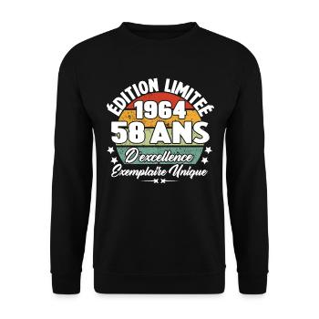 Cadeau 58 ans d'excellence / Édition limitée 1964 - Sweat-shirt Unisexe - noir - Devant - Alina (178cm) & Michal (187cm)