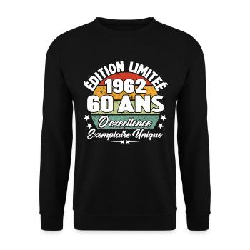 Cadeau 60 ans d'excellence / Édition limitée 1962 - Sweat-shirt Unisexe - noir - Devant - Alina (178cm) & Michal (187cm)
